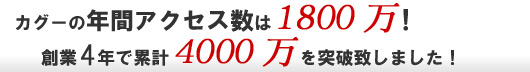 �J�O�[�̔N�ԃA�N�Z�X����1800���I�n��4�N�ŗ݌v4000����˔j�v���܂����I