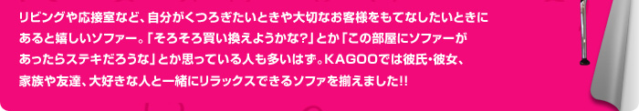 大好きな人と一緒にリラックスできるソファを揃えました!!