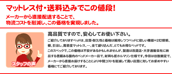 マットレス付・送料込みでこの値段！