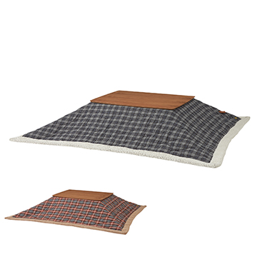 人気のチェック柄♪ポケット付き薄掛けこたつ布団 長方形