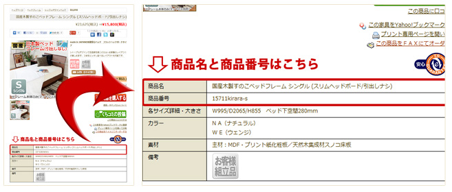 商品名と商品番号はこちら