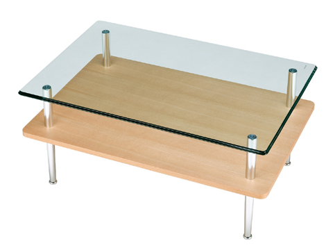 シンプルなチョット小さめなガラスリビングテーブル